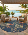 Coastal Terrace Collection Area Rug - Seabreeze Round Navy Blue  lifestyle 75