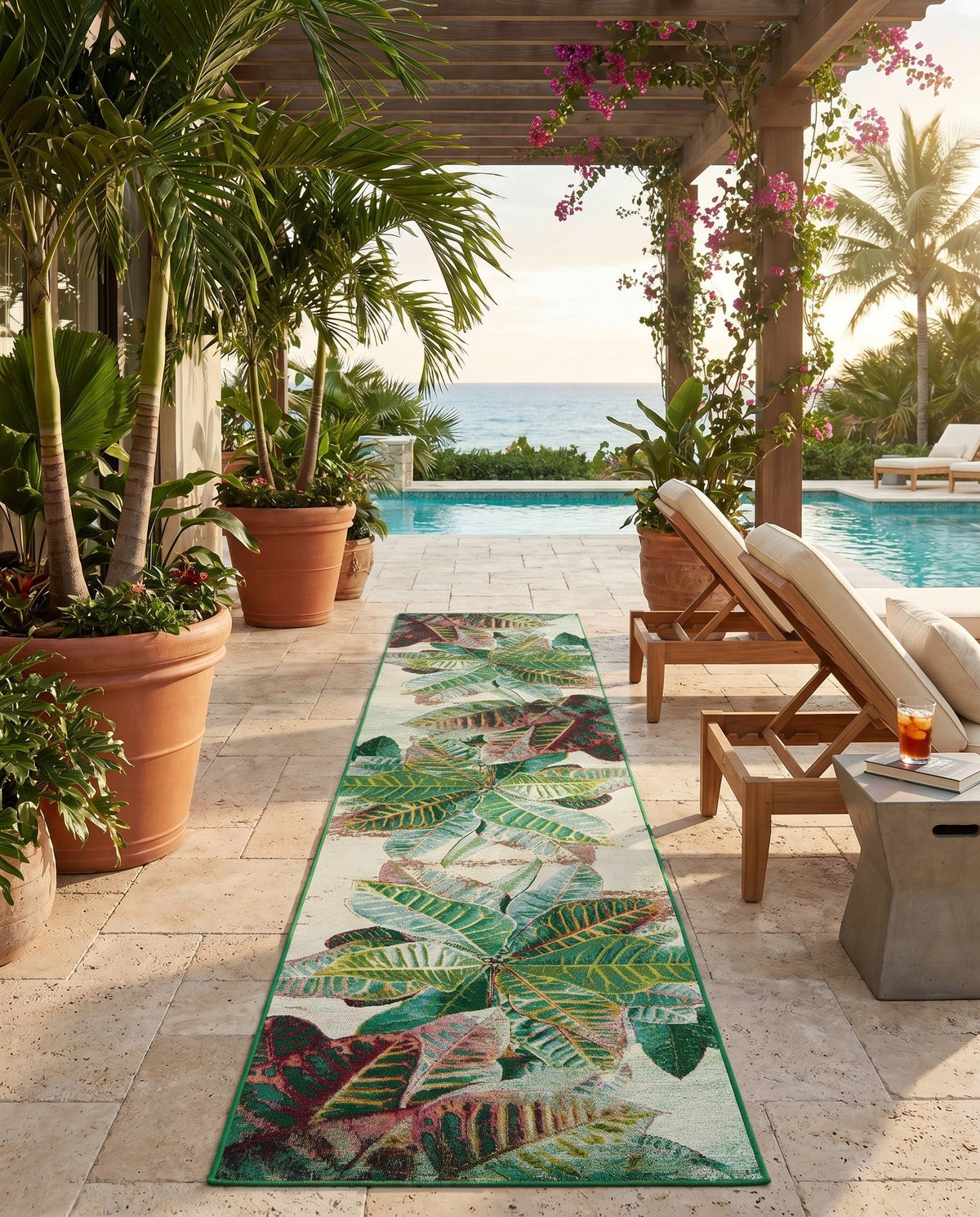 Seaside Blooms Collection Area Rug -  Fern Runner Multi  lifestyle 107