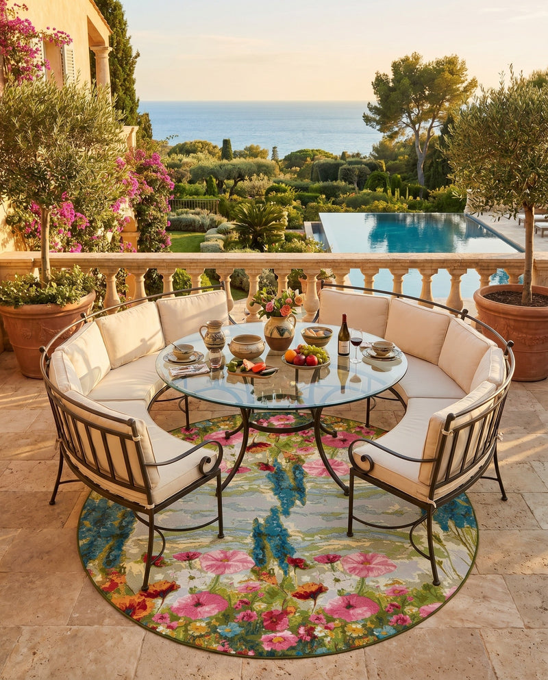 Seaside Blooms Collection Area Rug -  Amalfi Round Multi  lifestyle 51