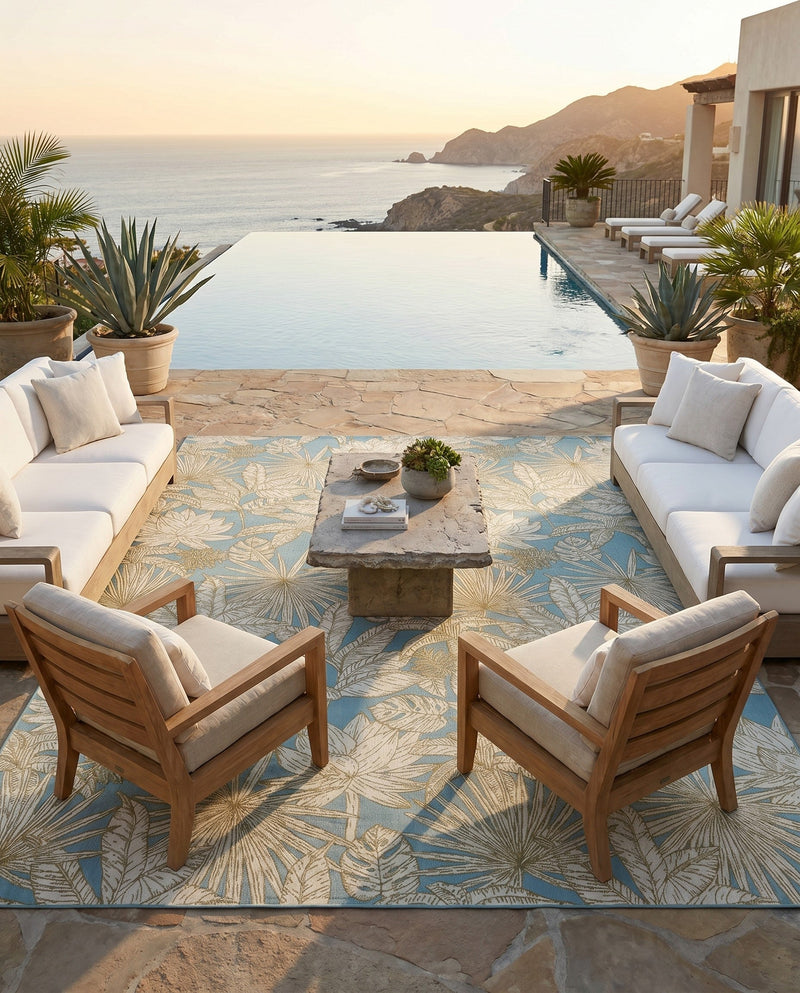 Seaside Blooms Collection Area Rug -  Shalimar Rectangle Soft Blue  lifestyle 28