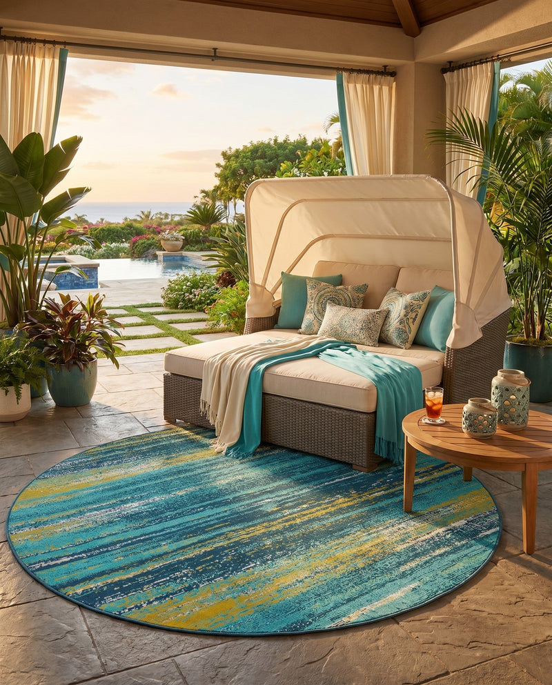 Seaside Haven Rugs Collection Area Rug -  Sandbar Round Multi.Blue  lifestyle 75