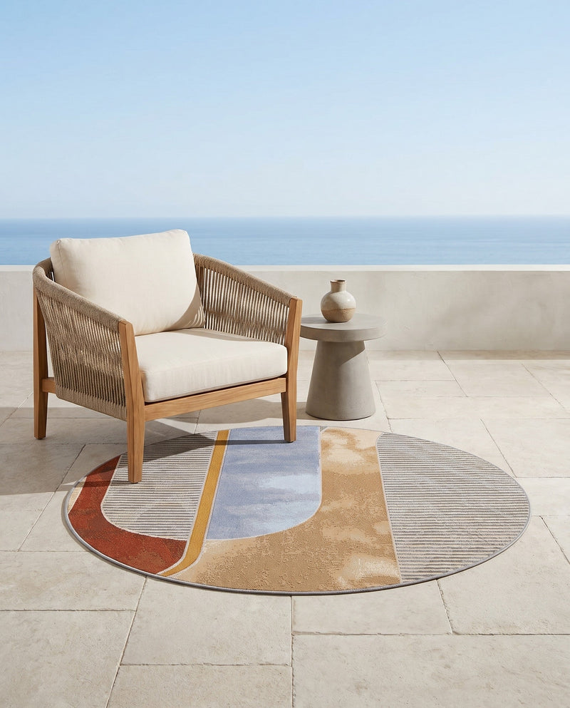 Urban Terrace Collection Area Rug -  Deck Round Multi  lifestyle 60