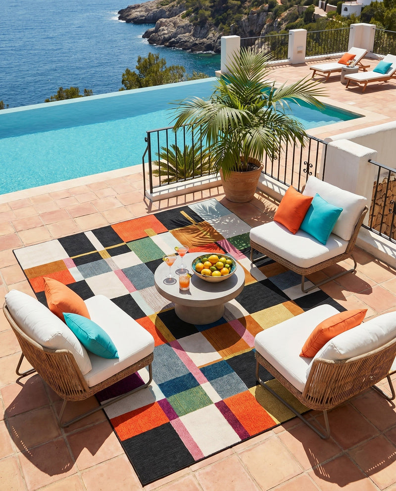 Outdoor Marrakesh Collection Area Rug -  Tangier Rectangle Multi  lifestyle 7