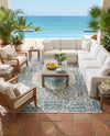 Patio Heritage Collection Area Rug -  Lafayette (Aqua) Rectangle Aqua  lifestyle 31