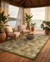 Seaside Blooms Collection Area Rug -  Verdant Rectangle Green  lifestyle 10