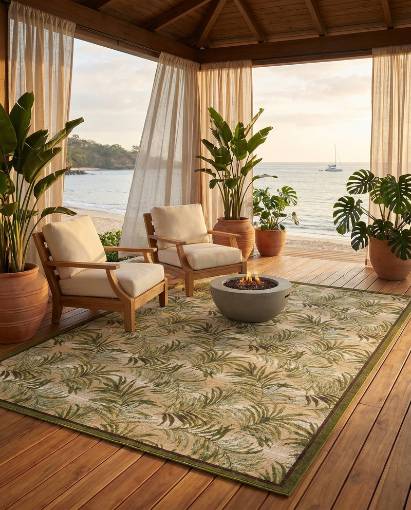 Seaside Blooms Collection Area Rug -  Verdant Rectangle Green  lifestyle 10