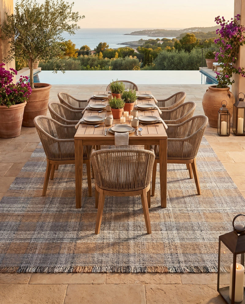 Sustainable Grid Indoor-Outdoor Oasis Collection Area Rug - Savannah Rectangle Desert Gray  lifestyle 76