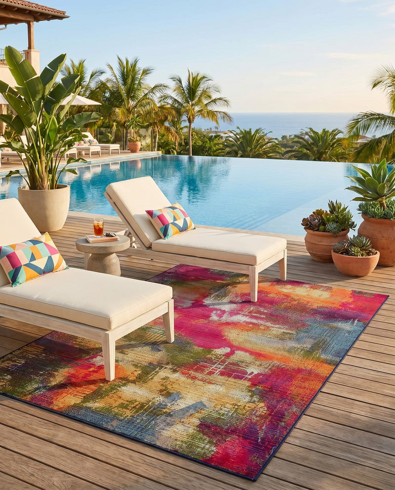 Urban Terrace Collection Area Rug -  Atrium Rectangle Multi  lifestyle 49
