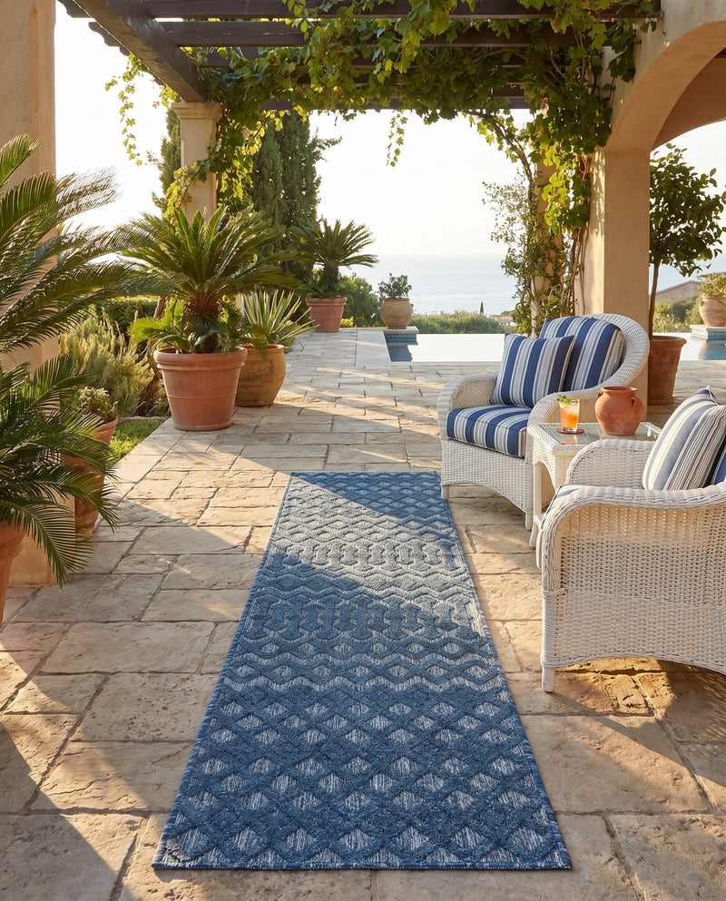 Garden Lattice Charm Collection Area Rug -  Pergola (Navy Blue) Runner Navy Blue  lifestyle 43