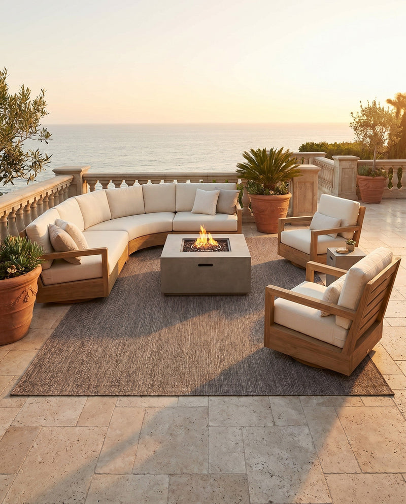 Seaside Serenity Collection Area Rug - Veranda (Light Brown) Rectangle Light Brown  lifestyle 23