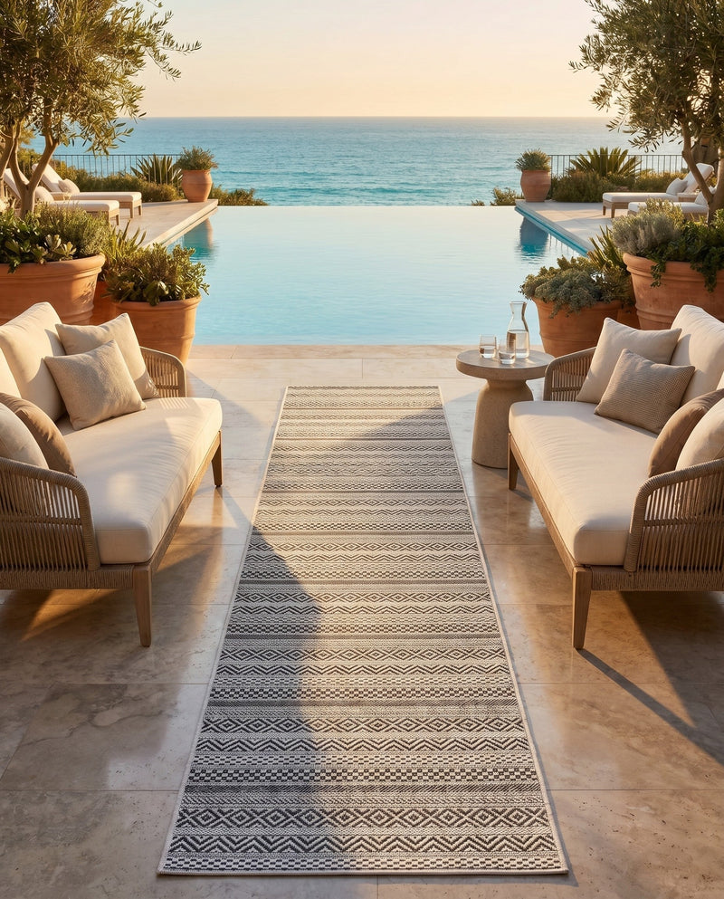 Seaside Stripes Collection Area Rug -  Boardwalk (Beige) Runner Beige  lifestyle 41
