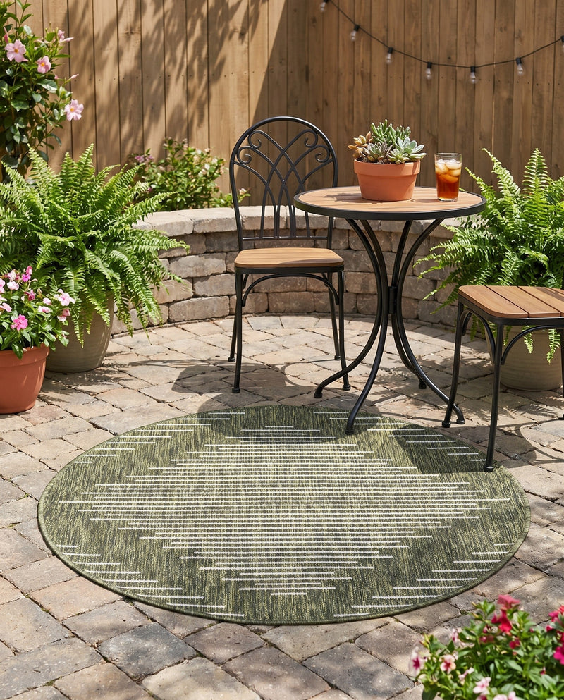Urban Terrace Collection Area Rug -  Chelsea (Green) Round Green  lifestyle 76