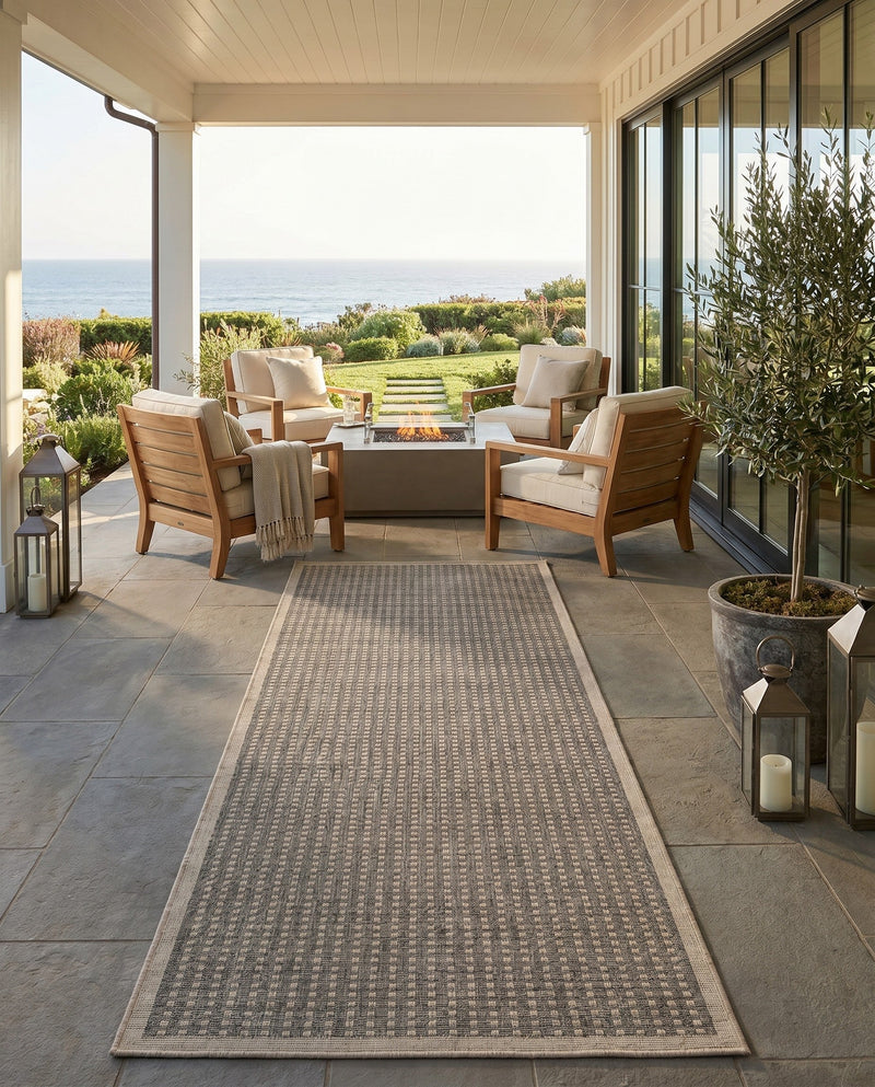 Terrace Fringe Collection Area Rug - Patio Runner Brown  lifestyle 76