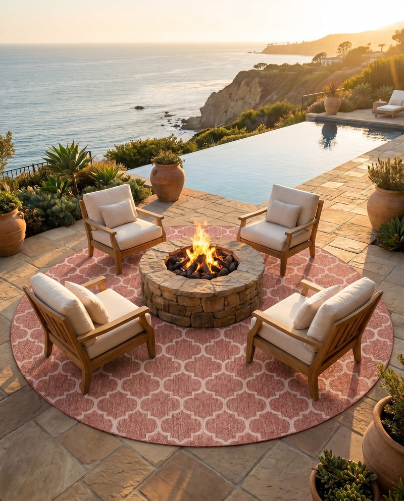 Savannah Pergola Collection Area Rug - Arbor (Rust Red) Round Rust Red  lifestyle 52