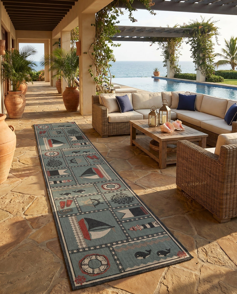 Seaside Haven Rugs Collection Area Rug -  Anchorage Runner Blue  lifestyle 60