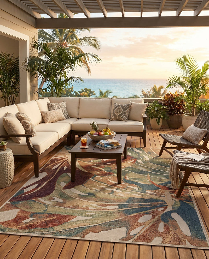 Coastal Terrace Collection Area Rug -  Wavecrest Rectangle Multi  lifestyle 12