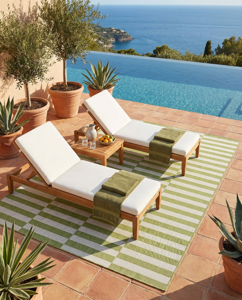 Seaside Stripes Collection Area Rug - Cabana (Green) Rectangle Green  lifestyle 21