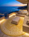 Tribal Terrace Treasures Collection Area Rug -  Incan Isle (Yellow) Round Yellow  lifestyle 79