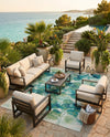 Seaside Blooms Collection Area Rug -  Flora Rectangle Blue Green  lifestyle 45