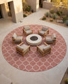 Savannah Pergola Collection Area Rug - Arbor (Rust Red) Round Rust Red  lifestyle 53