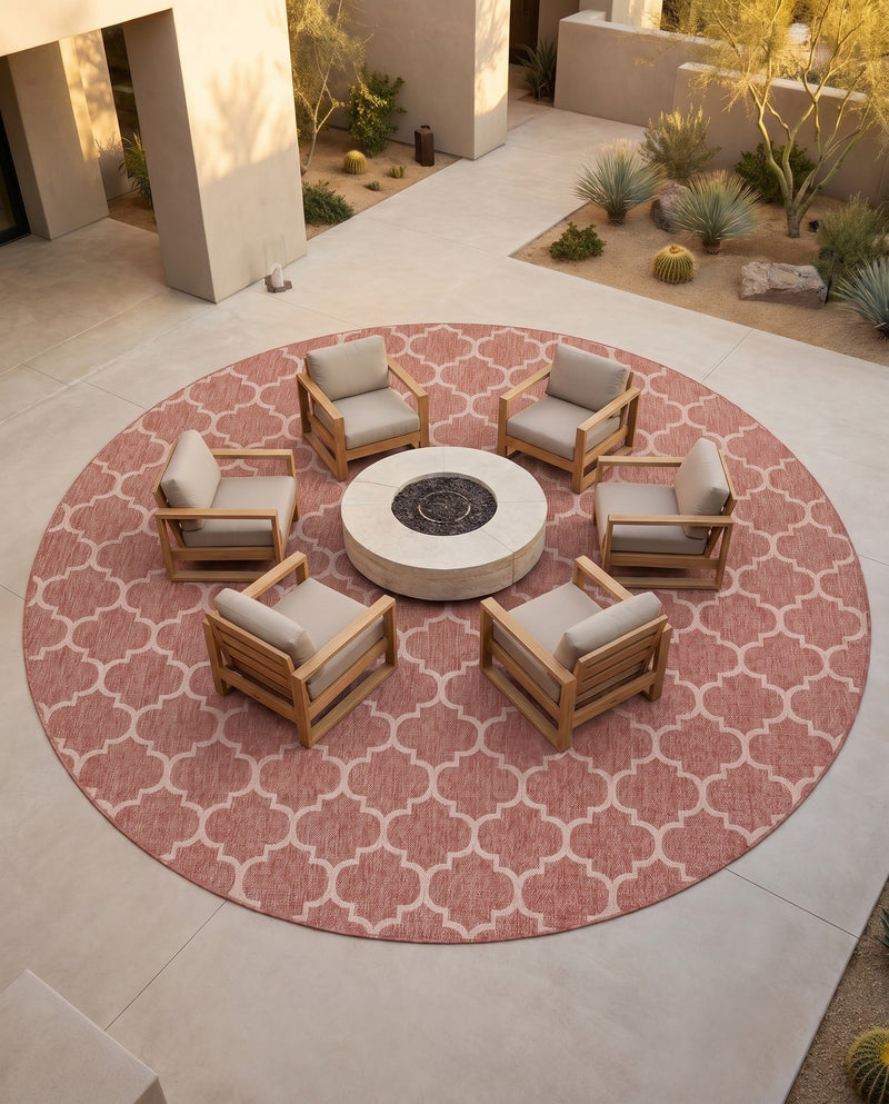 Savannah Pergola Collection Area Rug - Arbor (Rust Red) Round Rust Red  lifestyle 53