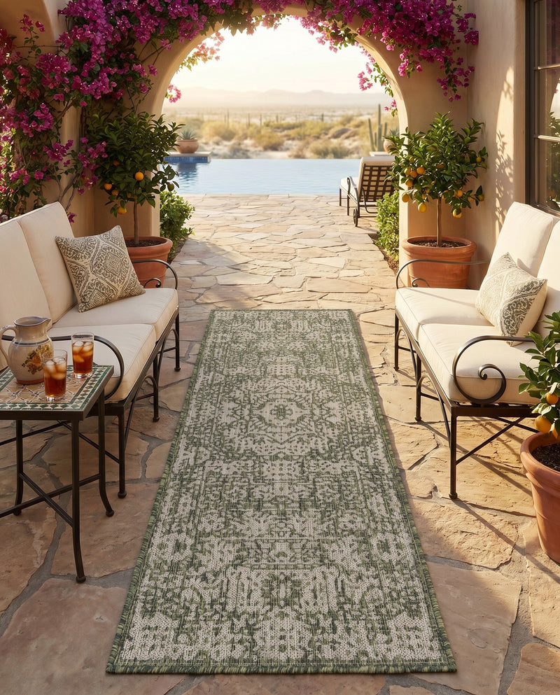 Patio Heritage Collection Area Rug - Savannah (Green) Runner Green  lifestyle 65