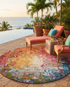 Urban Terrace Collection Area Rug -  Terrace Round Multi  lifestyle 45