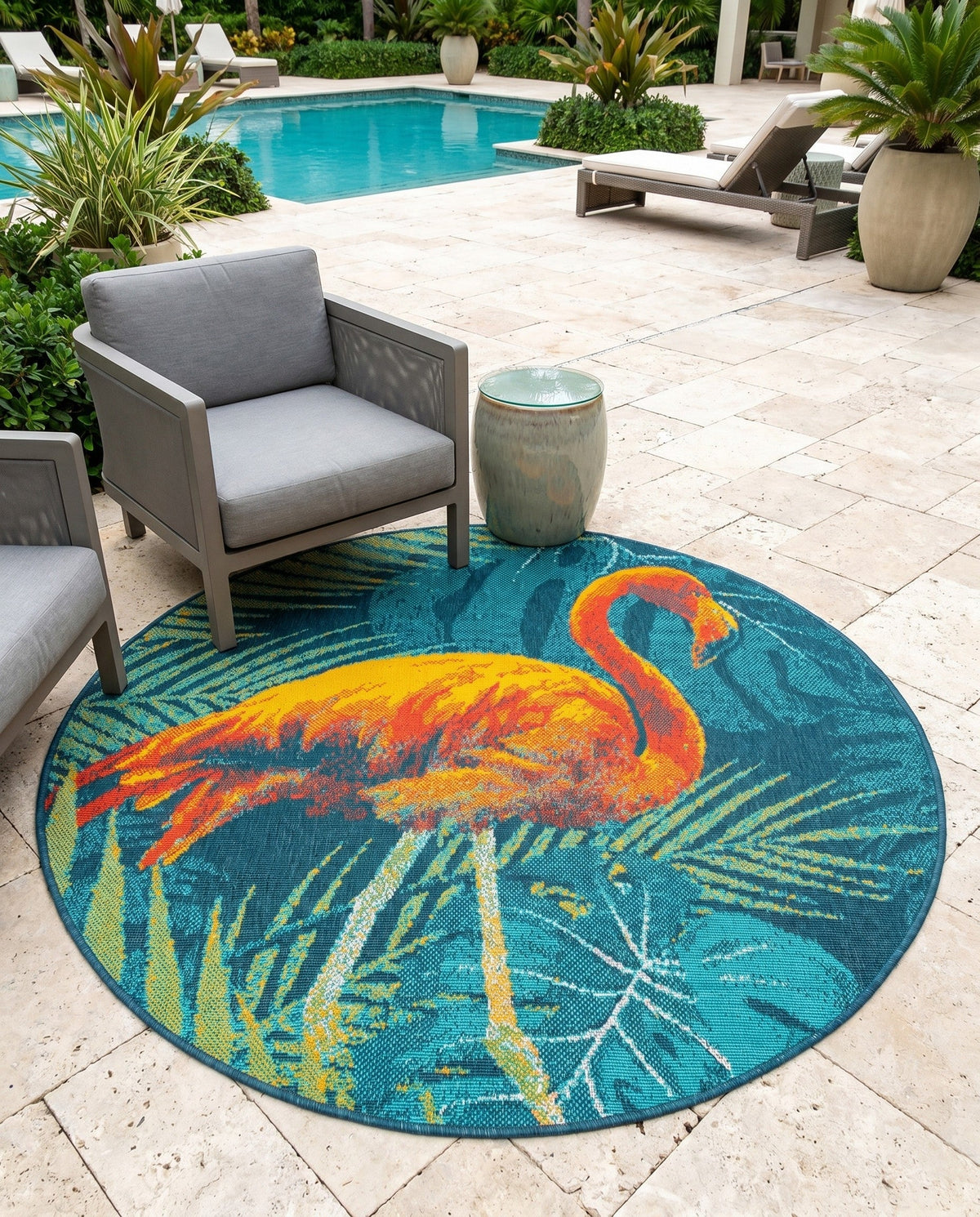 Seaside Haven Rugs Collection Area Rug -  Tidepool Round Multi  lifestyle 49