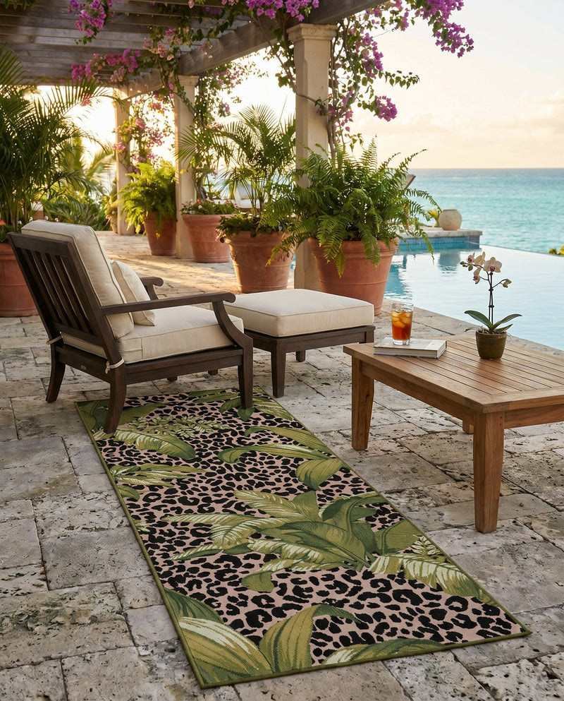 Seaside Blooms Collection Area Rug -  Lotus Runner Green  lifestyle 50