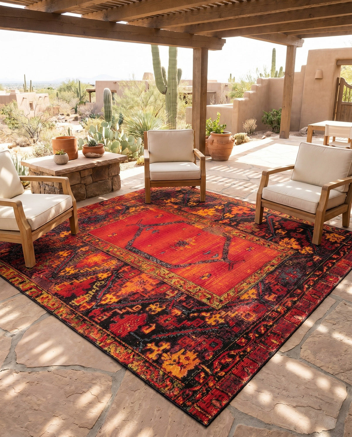 Safari Escape Rugs Collection Area Rug - Serengeti Square Multi  lifestyle 166