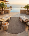 Seaside Serenity Collection Area Rug - Veranda (Light Brown) Round Light Brown  lifestyle 60