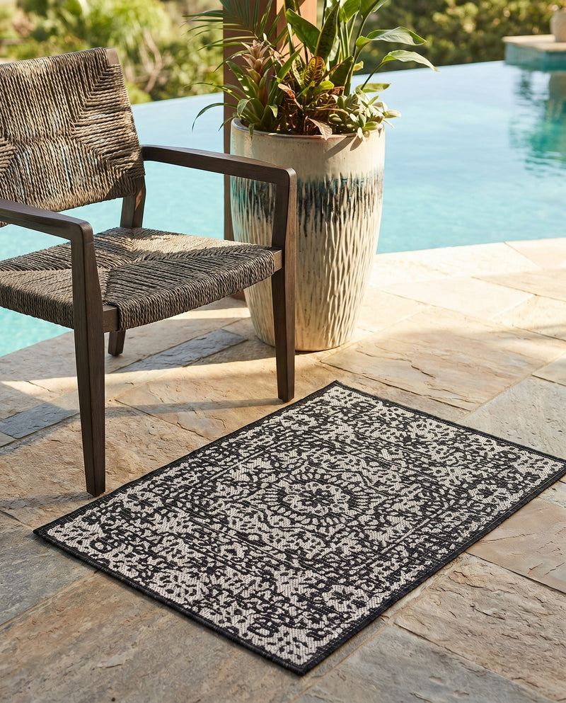 Patio Heritage Collection Area Rug - Savannah (Charcoal Gray) Rectangle Charcoal Gray  lifestyle 28