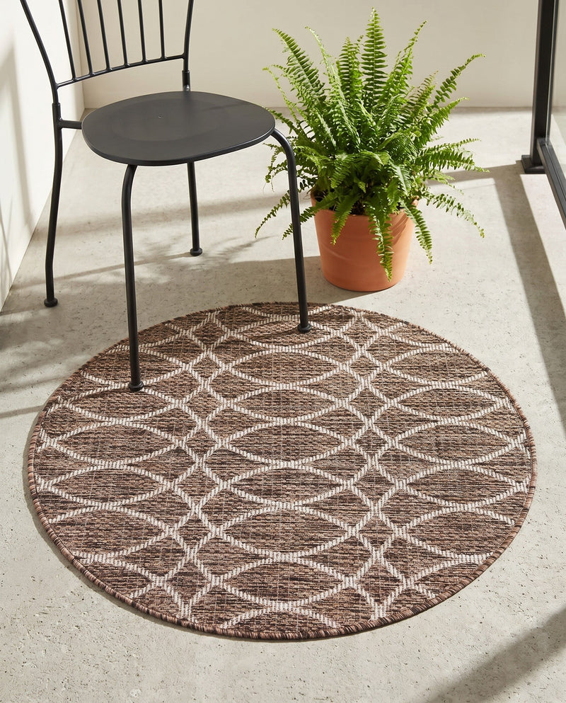 Savannah Pergola Collection Area Rug -  Pavilion (Brown) Round Brown  lifestyle 35