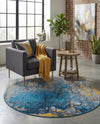 Urban Terrace Collection Area Rug -  Lanai Round Gradient Blue  lifestyle 76