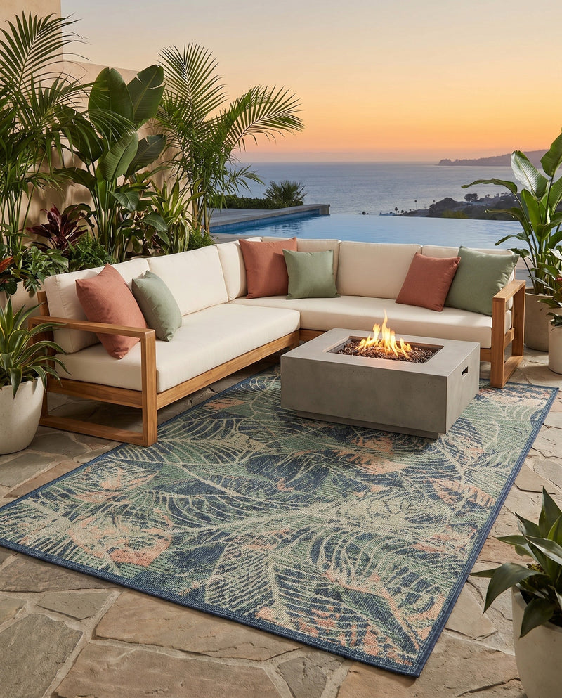 Coastal Terrace Collection Area Rug -  Driftwood Rectangle Blue  lifestyle 16