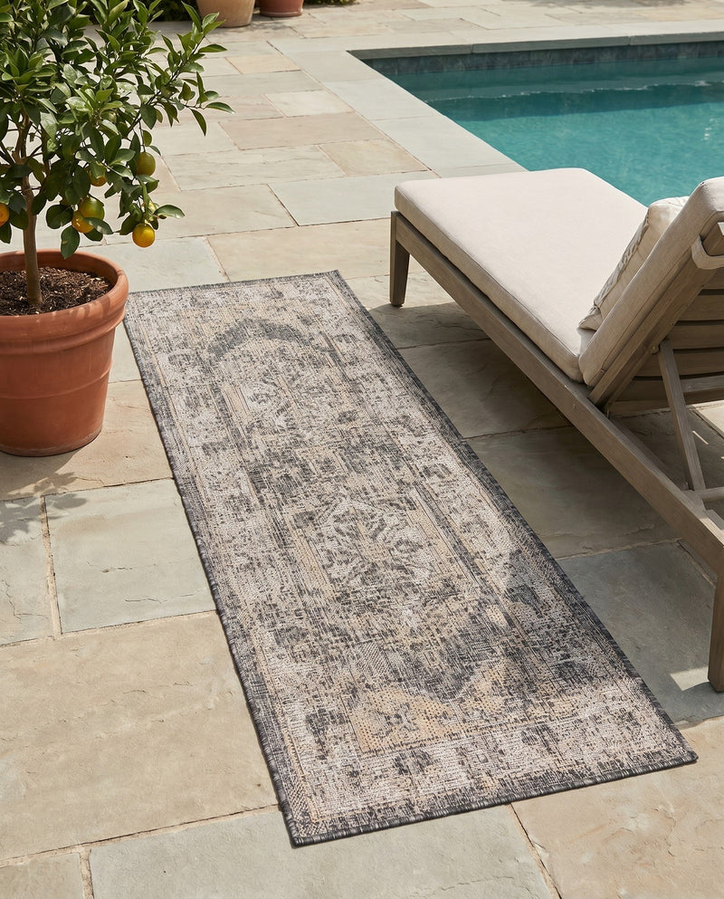 Patio Heritage Collection Area Rug -  Augusta (Charcoal) Runner Charcoal  lifestyle 67