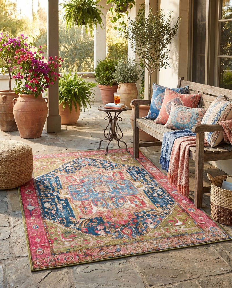 Patio Heritage Collection Area Rug -  Sanctuary Rectangle Multi  lifestyle 28