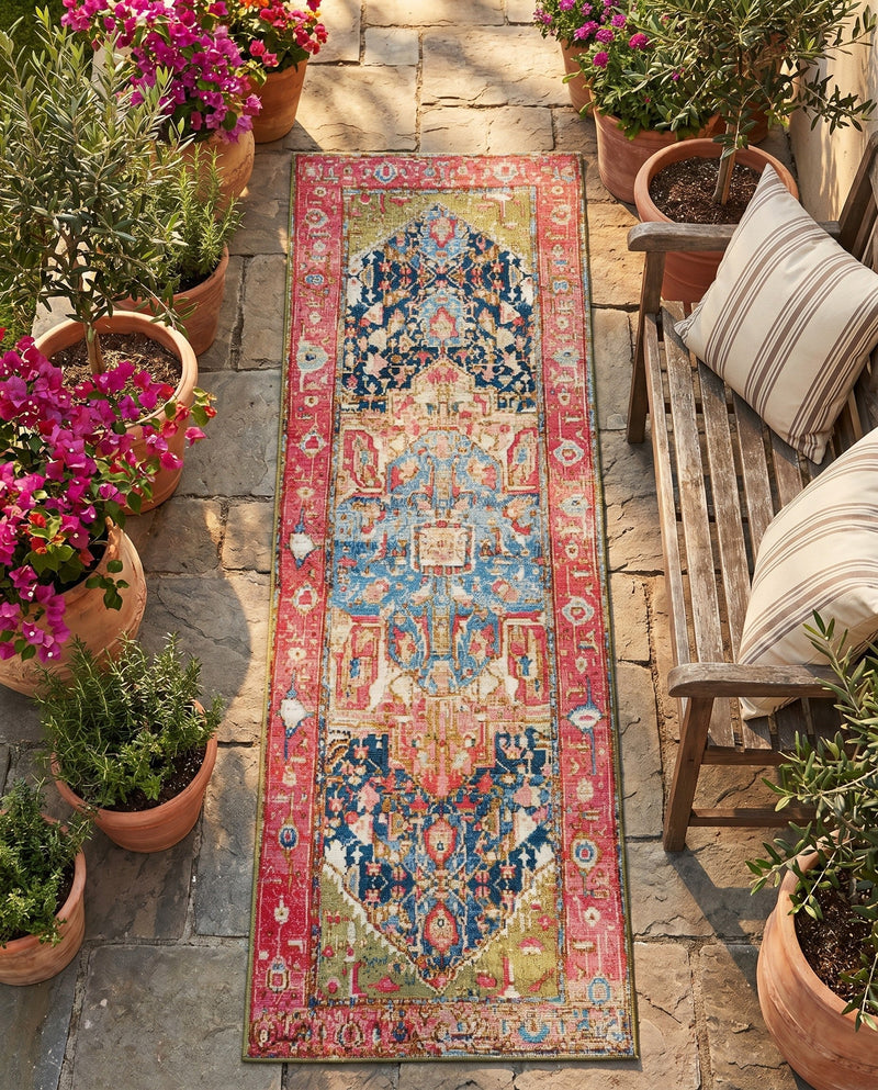 Patio Heritage Collection Area Rug -  Sanctuary Runner Multi  lifestyle 36