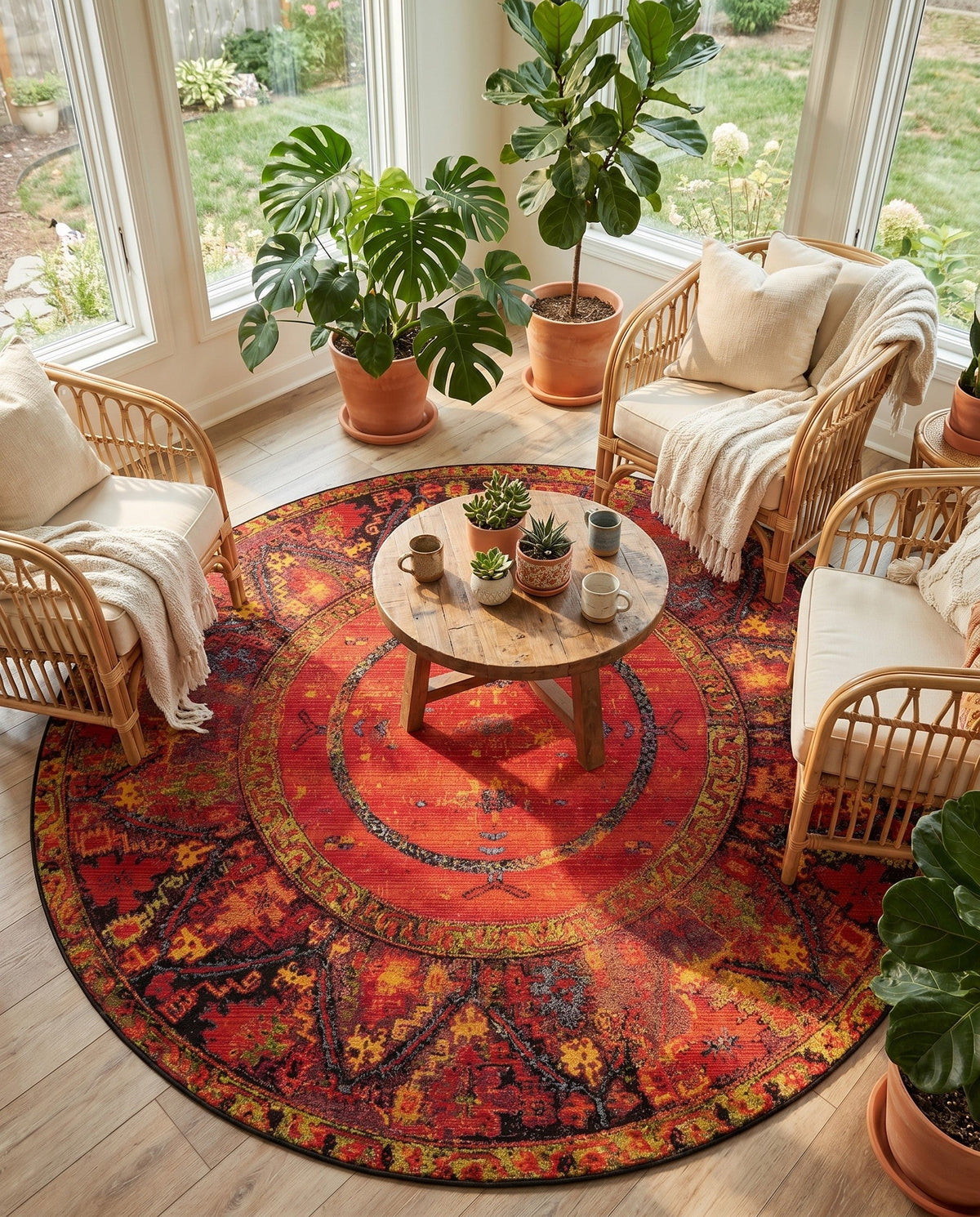 Safari Escape Rugs Collection Area Rug - Serengeti Round Multi  lifestyle 158