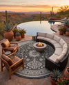 Tribal Terrace Treasures Collection Area Rug -  Incan Isle (Charcoal Gray) Round Charcoal Gray  lifestyle 43