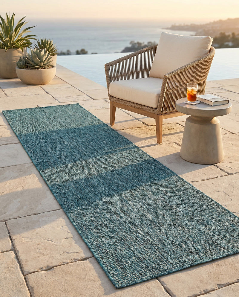 Seaside Serenity Collection Area Rug - Veranda (Teal) Runner Teal  lifestyle 32