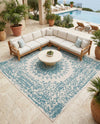 Patio Heritage Collection Area Rug -  Lafayette (Aqua) Square Aqua  lifestyle 73