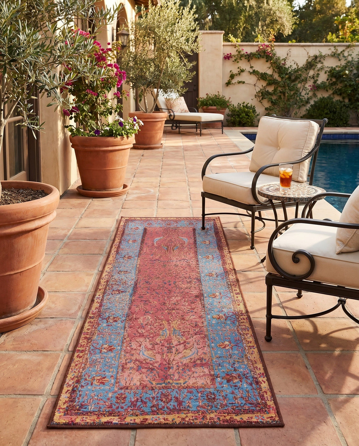 Patio Heritage Collection Area Rug -  Serenity Runner Vintage Salmon Coral  lifestyle 81