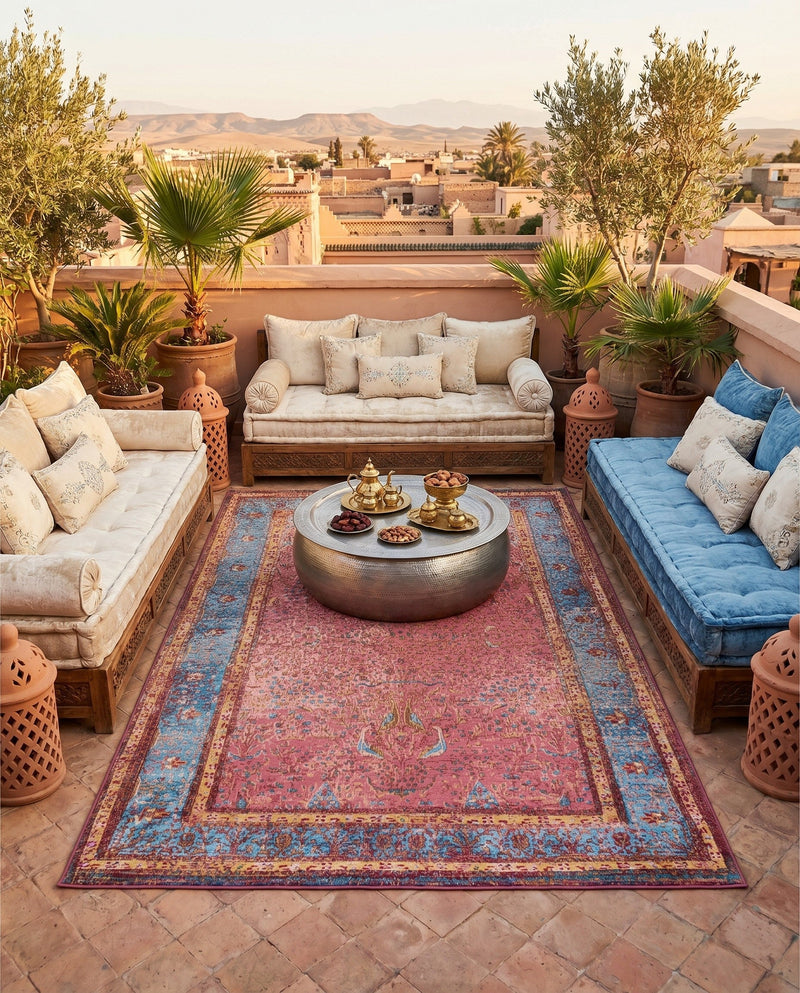 Patio Heritage Collection Area Rug -  Serenity Rectangle Vintage Salmon Coral  lifestyle 26