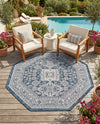 Tribal Terrace Treasures Collection Area Rug -  Incan Isle (Blue) Octagon Blue  lifestyle 38