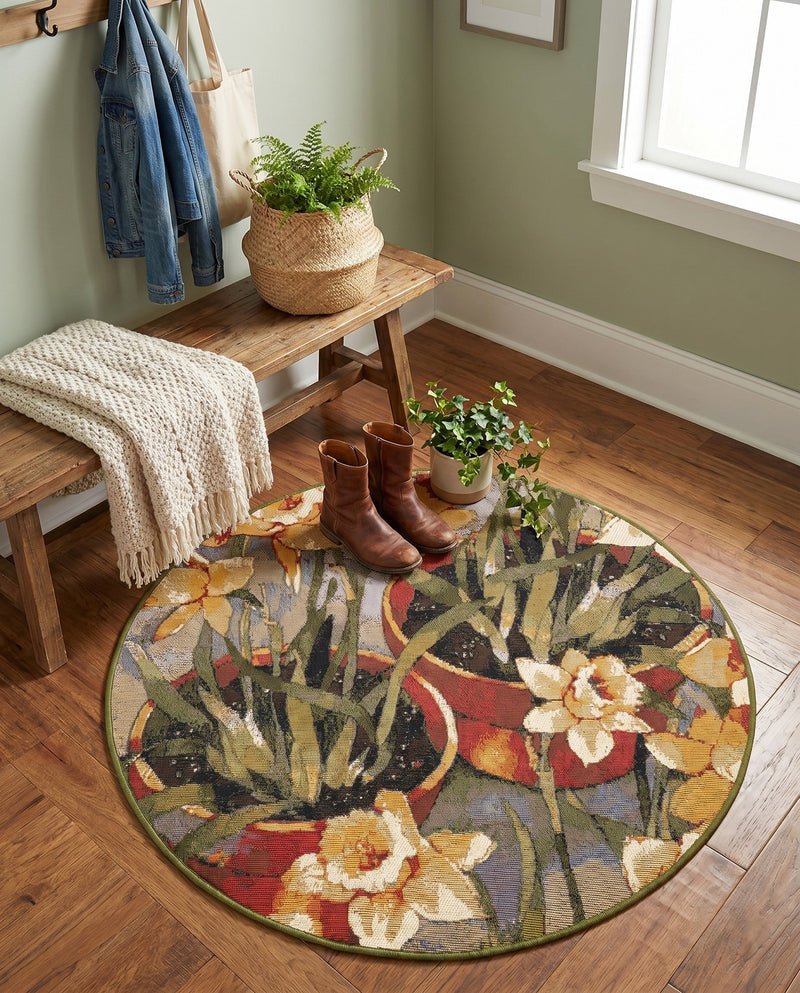 Seaside Blooms Collection Area Rug - Eden Round Multi  lifestyle 69