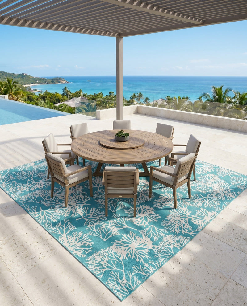 Seaside Haven Rugs Collection Area Rug -  Seaside Square Teal  lifestyle 47