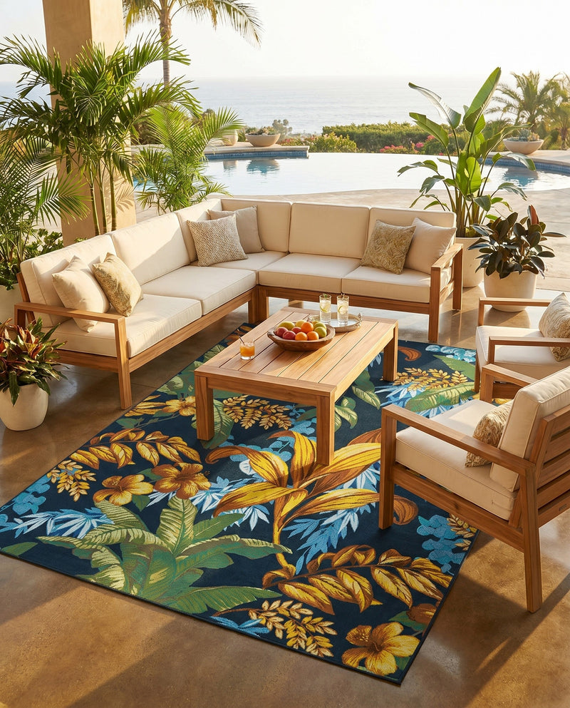 Seaside Blooms Collection Area Rug -  Grove Rectangle Multi  lifestyle 28