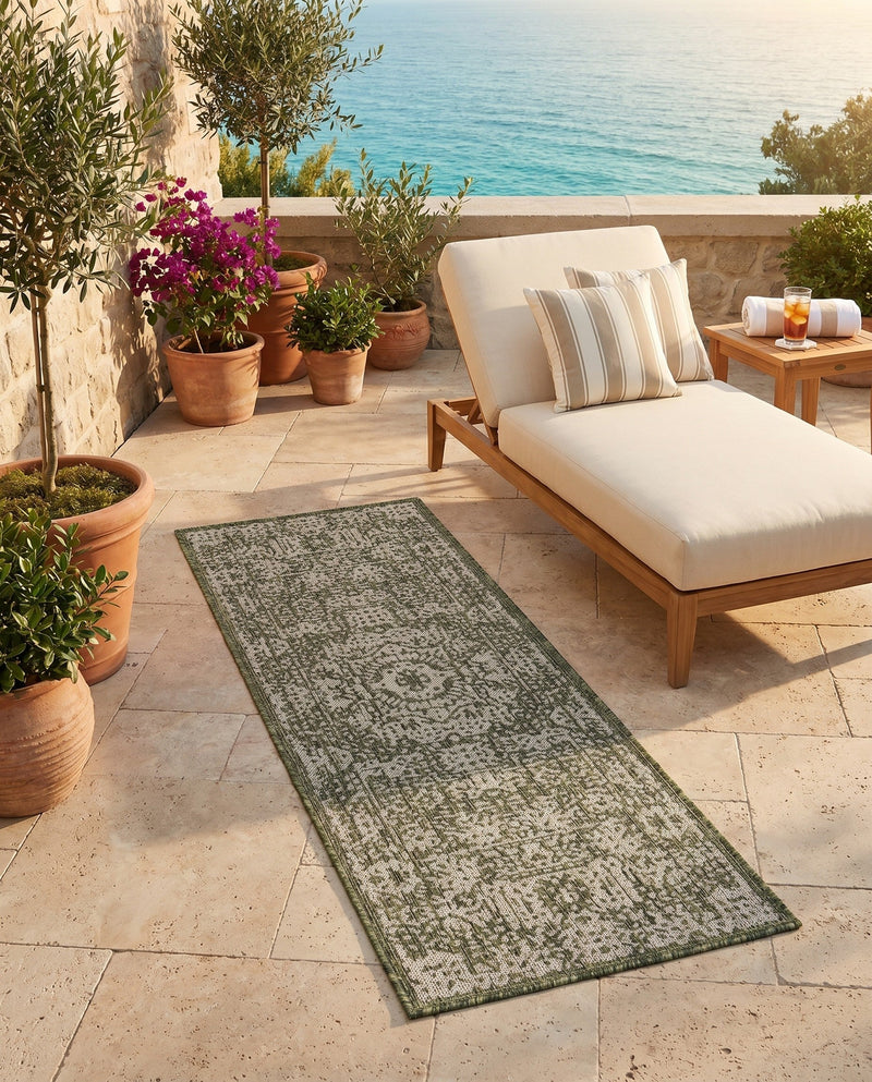 Patio Heritage Collection Area Rug - Savannah (Green) Runner Green  lifestyle 66