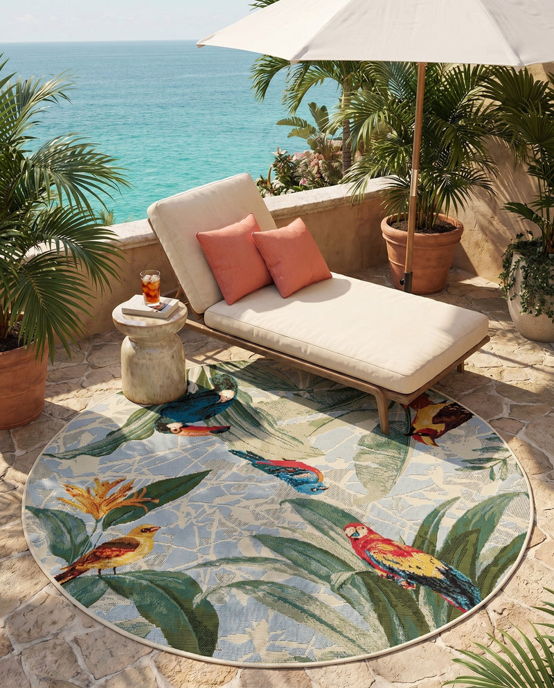 Seaside Blooms Collection Area Rug -  Tropic Round Multi  lifestyle 32